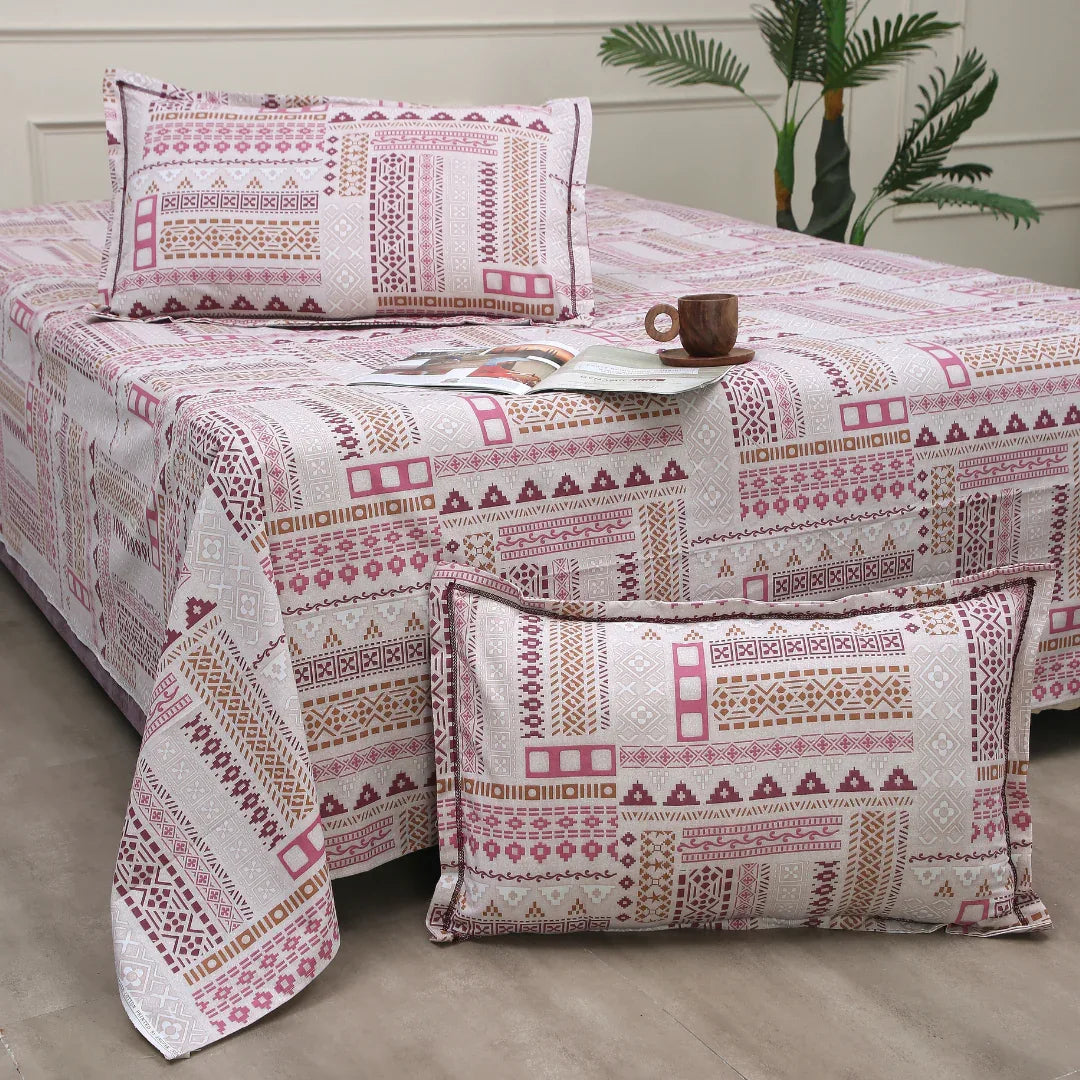 Royale Spread - Mercerized Cotton Bedsheet with two pillowcases | Cream - VIRASAAH