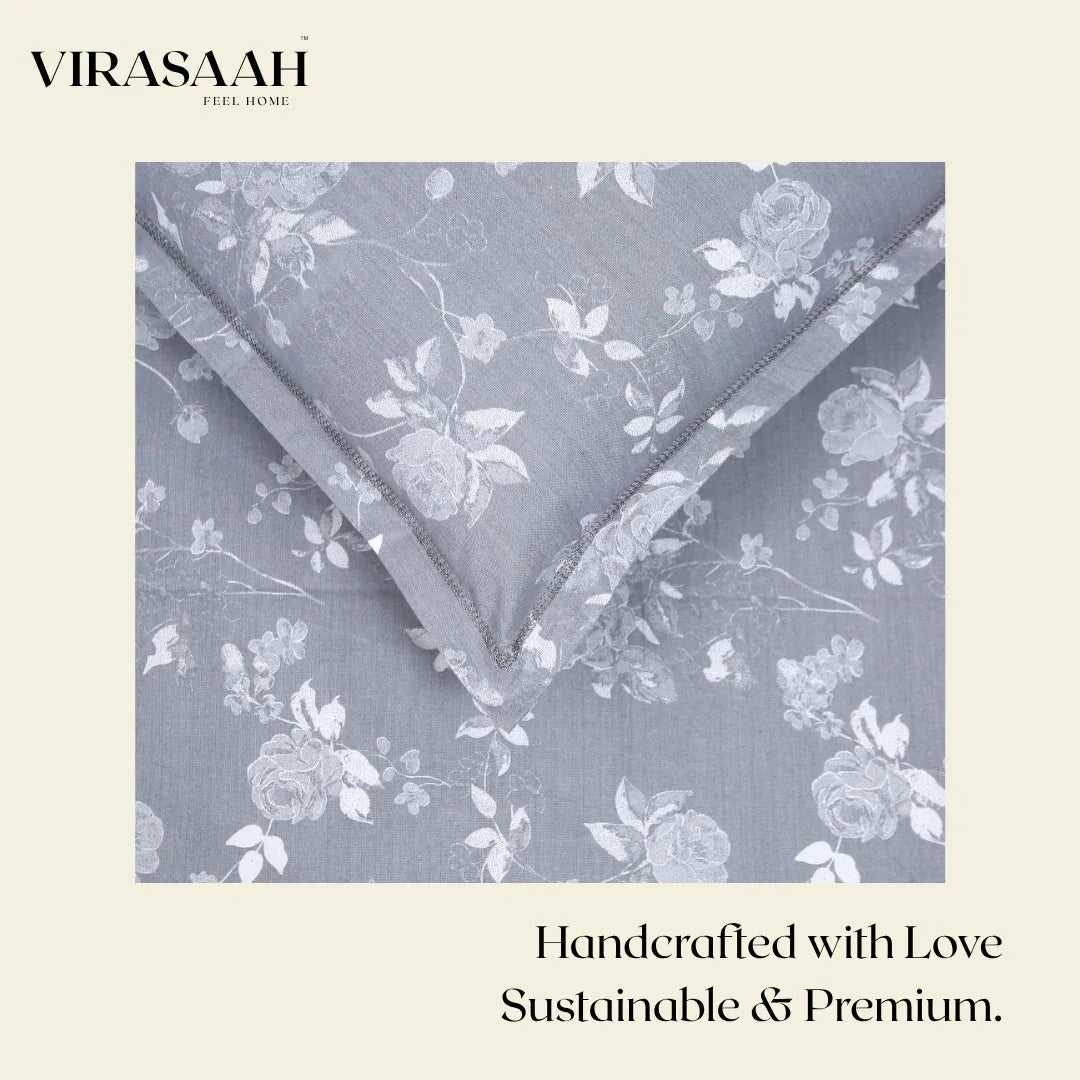 Royale Spread - Mercerized Cotton Bedsheet with two pillowcases | Gray - VIRASAAH