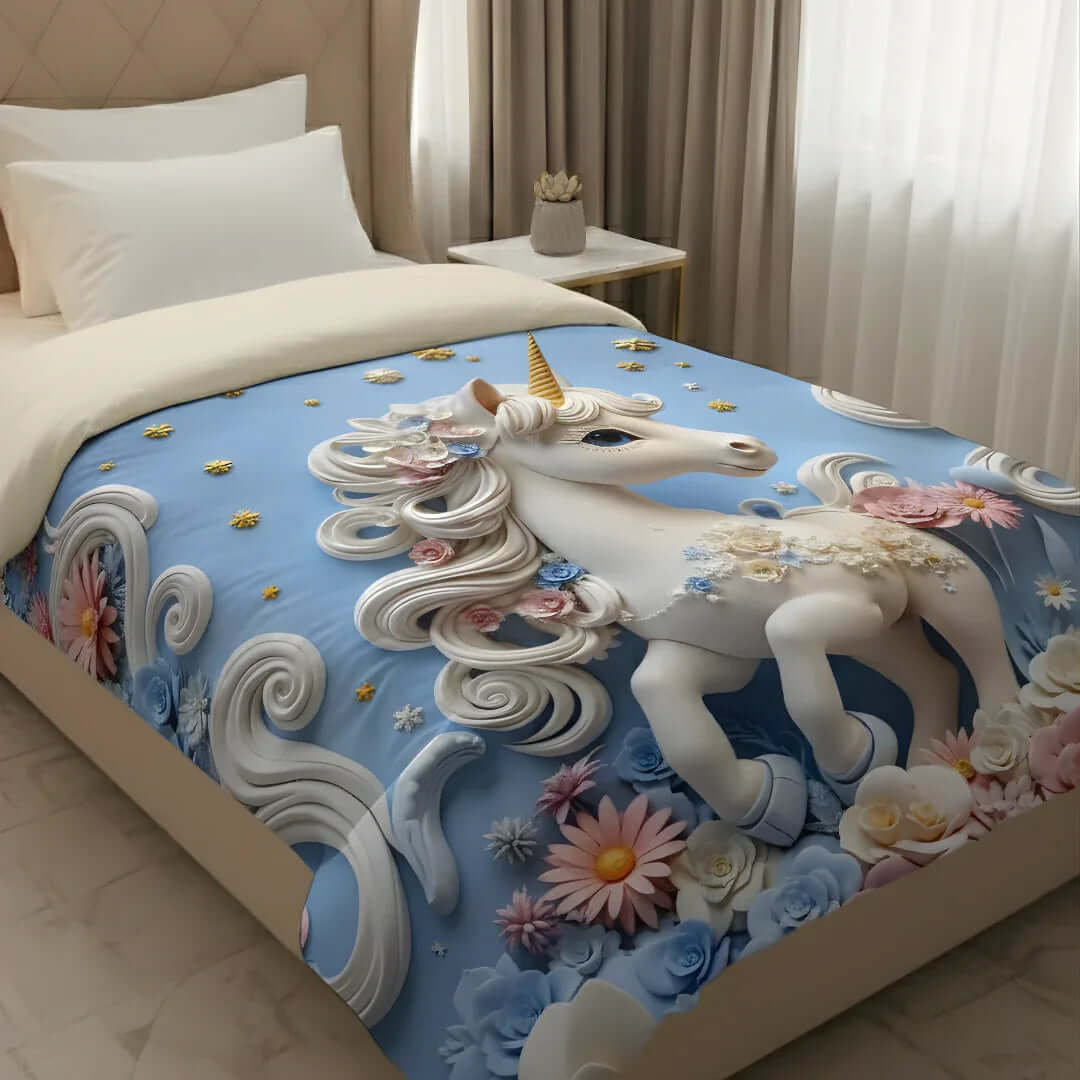 Rivaan Unicorn Fairy Tale Comforter – Premium Single Bed Comforter for Kids - VIRASAAH