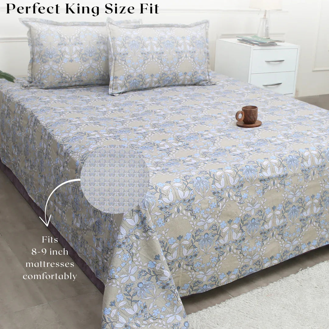 Royale Spread - Mercerized Cotton Bedsheet with two pillowcases | Camel - VIRASAAH