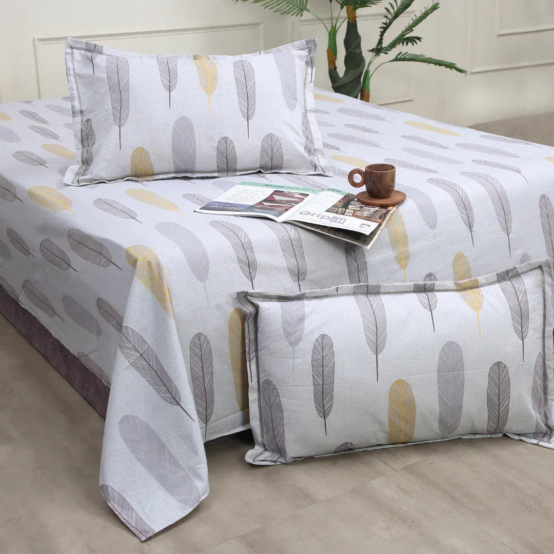 Royale Spread - Mercerized Cotton Bedsheet with two pillowcases | Cream - VIRASAAH