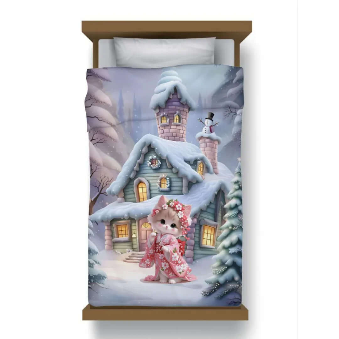 Rivaan Fairy Tale Snowcat Comforter – Premium Single Bed Comforter for Kids - VIRASAAH