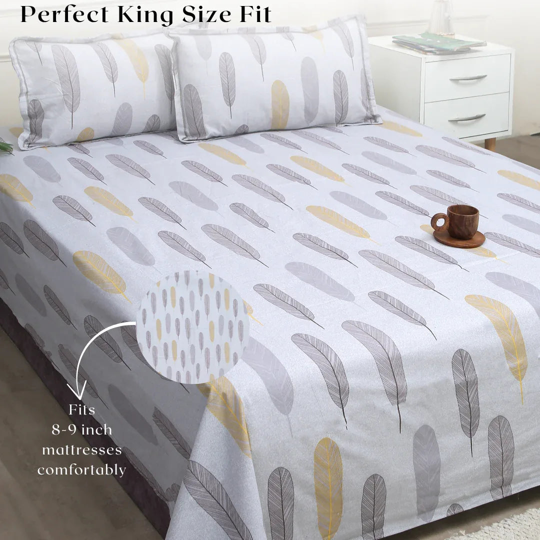 Royale Spread - Mercerized Cotton Bedsheet with two pillowcases | Cream - VIRASAAH