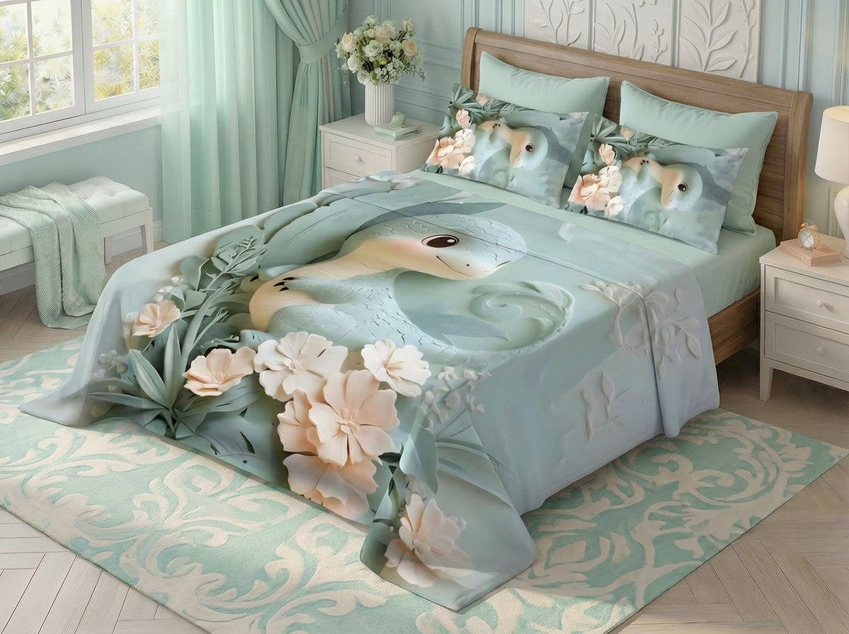 Fairy Tale Dragon 7D Bedsheet Set – Sage Green