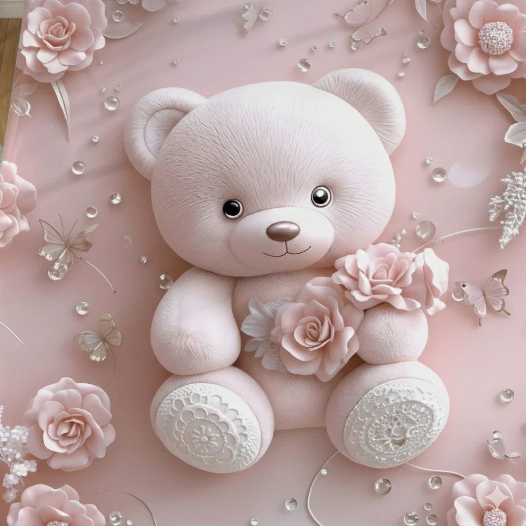 Fairy Tale Baby Teddy Double Bedsheet Set – Pink - VIRASAAH