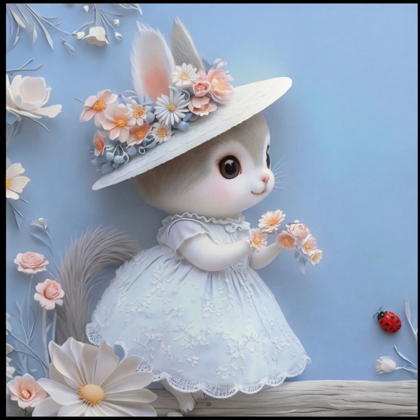 Fairy Tale Cute Rabbit 7D Bedsheet Set – Blue