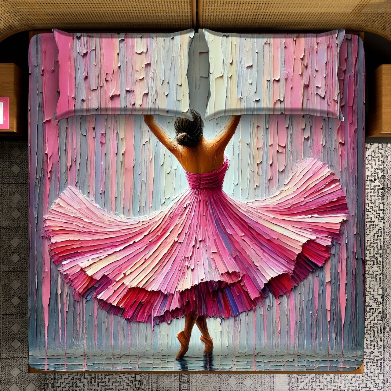 Fairy Tale Dancing Girl 7d Bedsheet Set - Pink