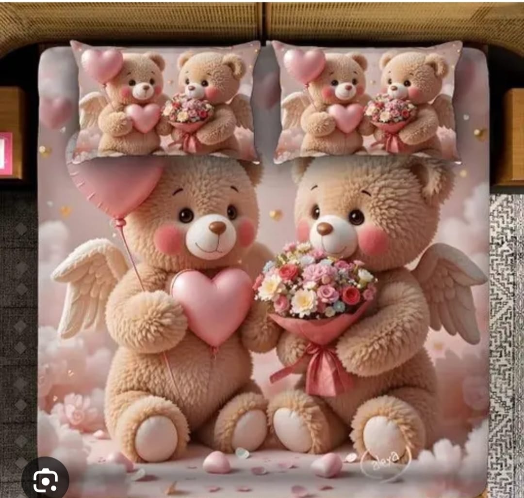 Fairy Tale Blush Bear 7D Bedsheet Set - Pink