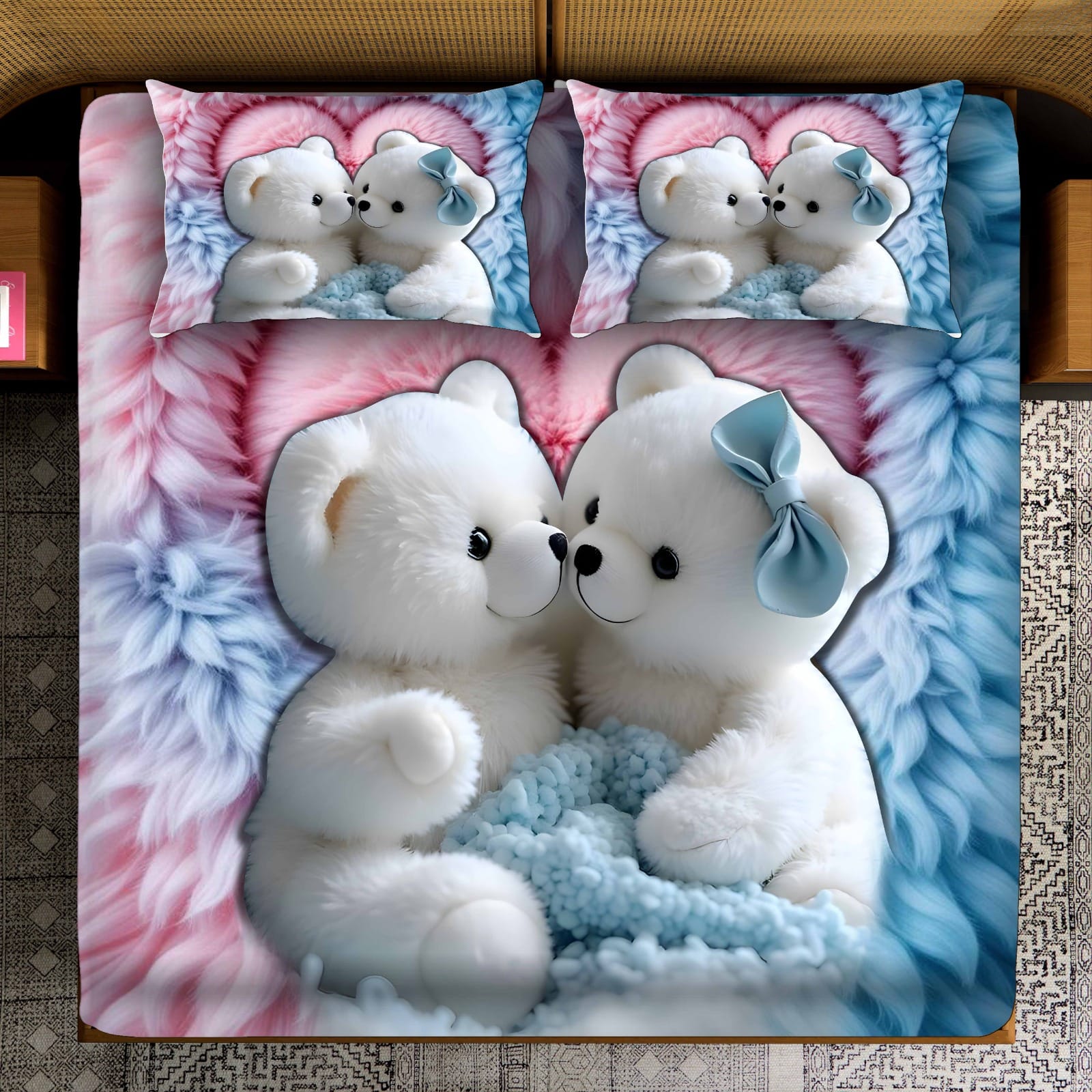 Fair Tale Cotton Cuddles 7D Bedsheet Set - (red blue)