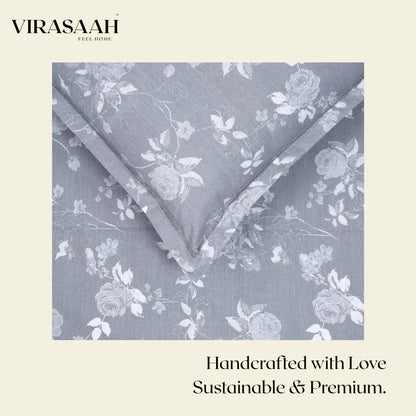 Royale Spread - Mercerized Cotton Bedsheet with two pillowcases | Gray - VIRASAAH