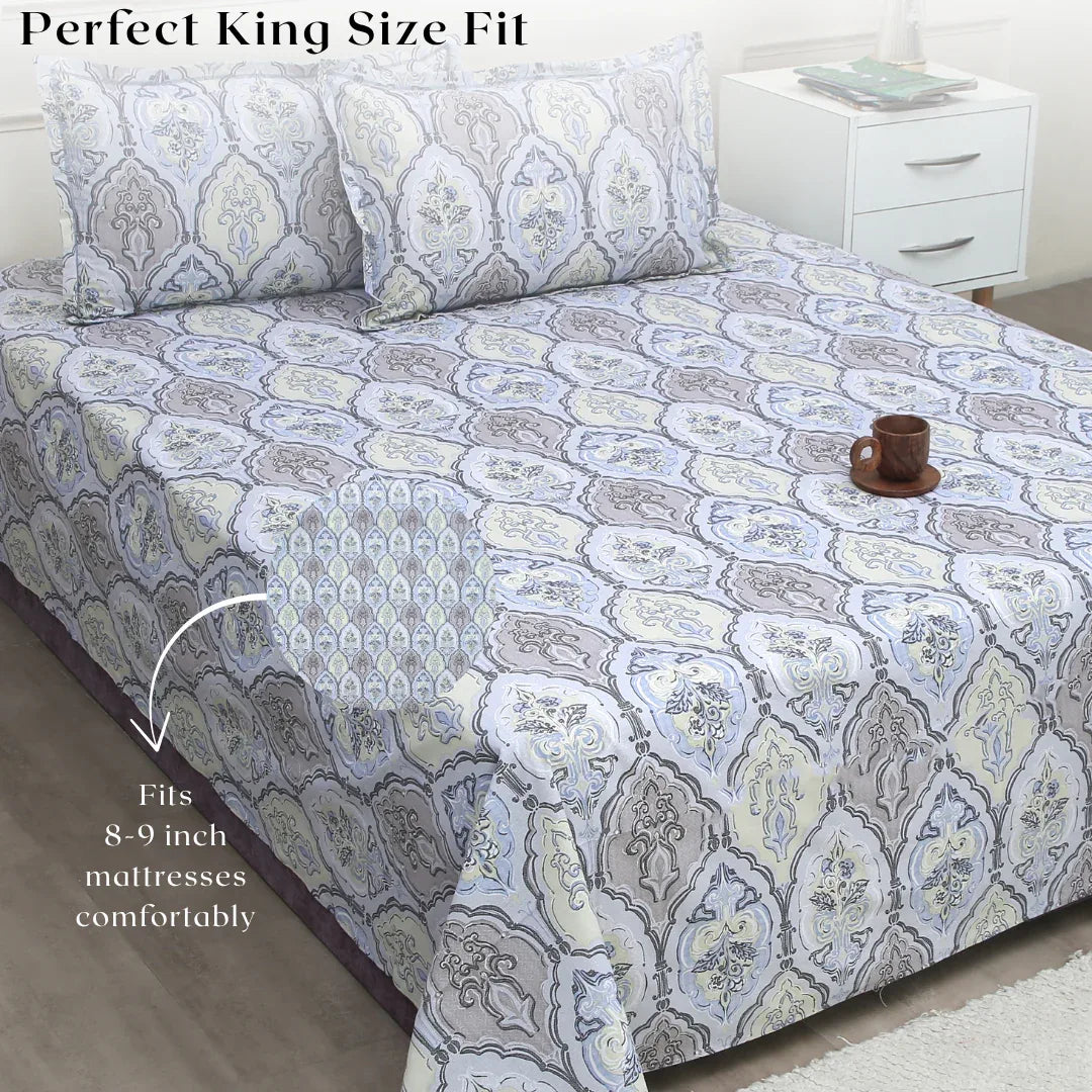 Royale Spread - Mercerized Cotton Bedsheet with two pillowcases | colorful - VIRASAAH