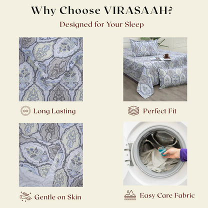 Royale Spread - Mercerized Cotton Bedsheet with two pillowcases | colorful - VIRASAAH