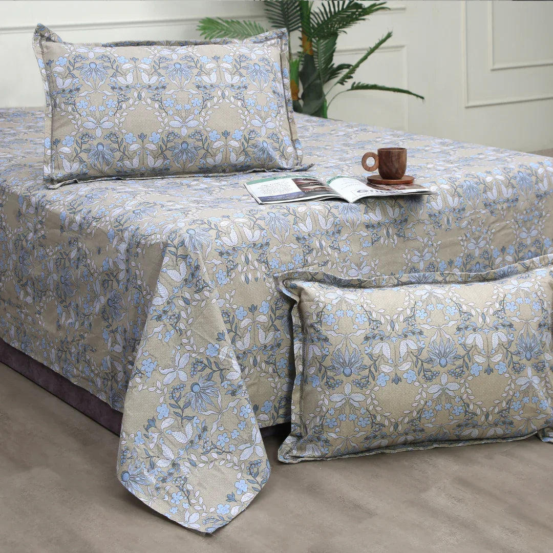 Royale Spread - Mercerized Cotton Bedsheet with two pillowcases | Camel - VIRASAAH