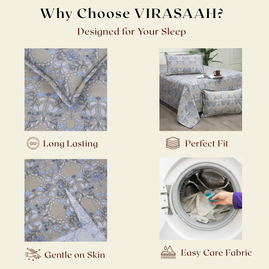 Royale Spread - Mercerized Cotton Bedsheet with two pillowcases | Camel - VIRASAAH