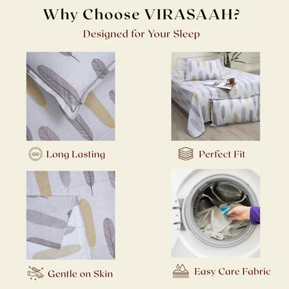 Royale Spread - Mercerized Cotton Bedsheet with two pillowcases | Cream - VIRASAAH