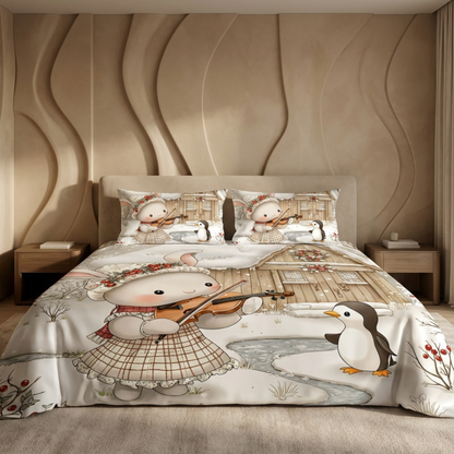 Fairy Tale Rabbit 7D Bedsheet Set – White