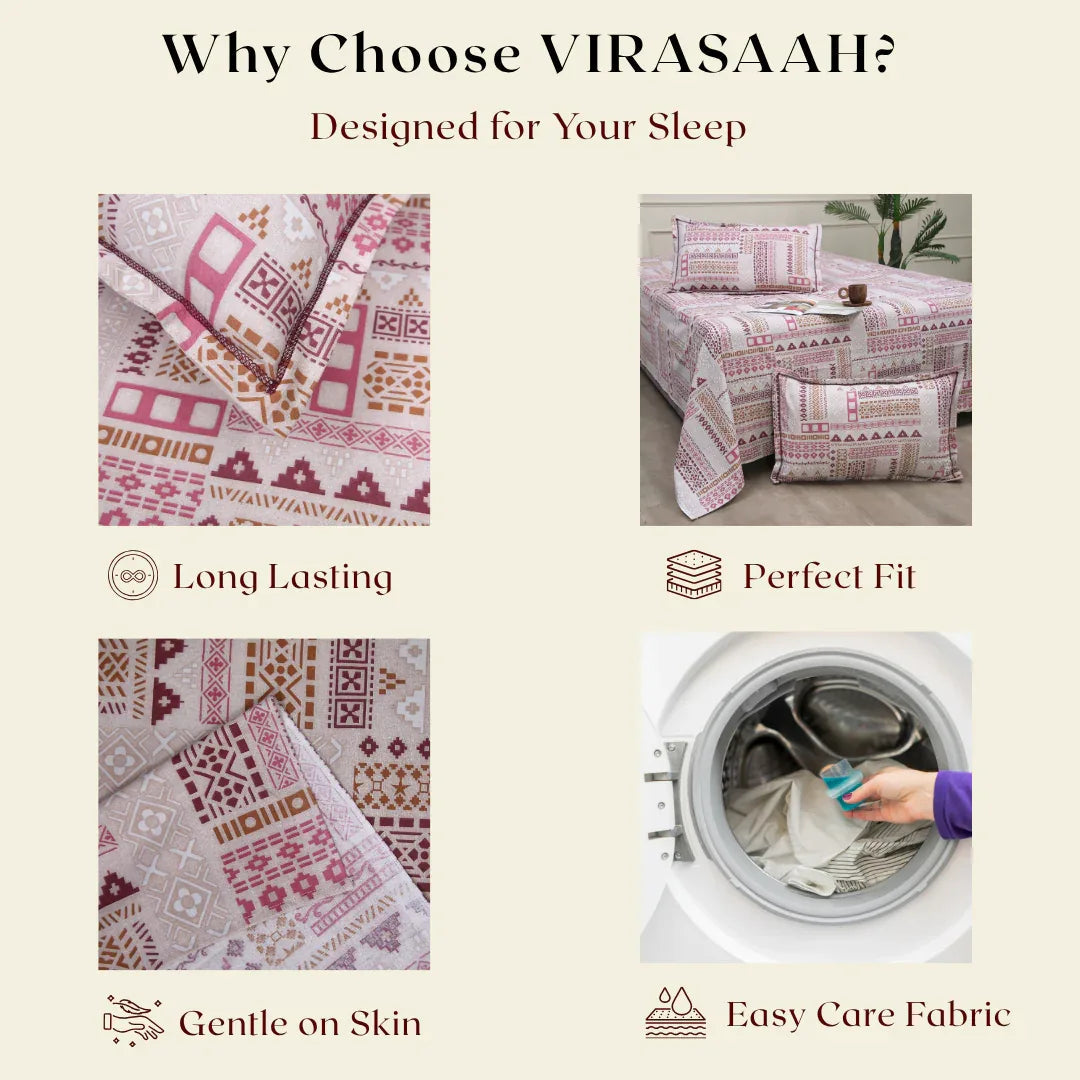 Royale Spread - Mercerized Cotton Bedsheet with two pillowcases | Cream - VIRASAAH