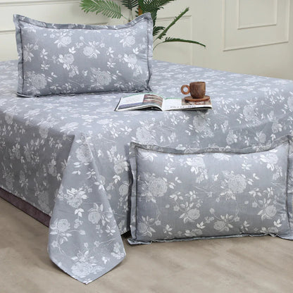 Royale Spread - Mercerized Cotton Bedsheet with two pillowcases | Gray - VIRASAAH
