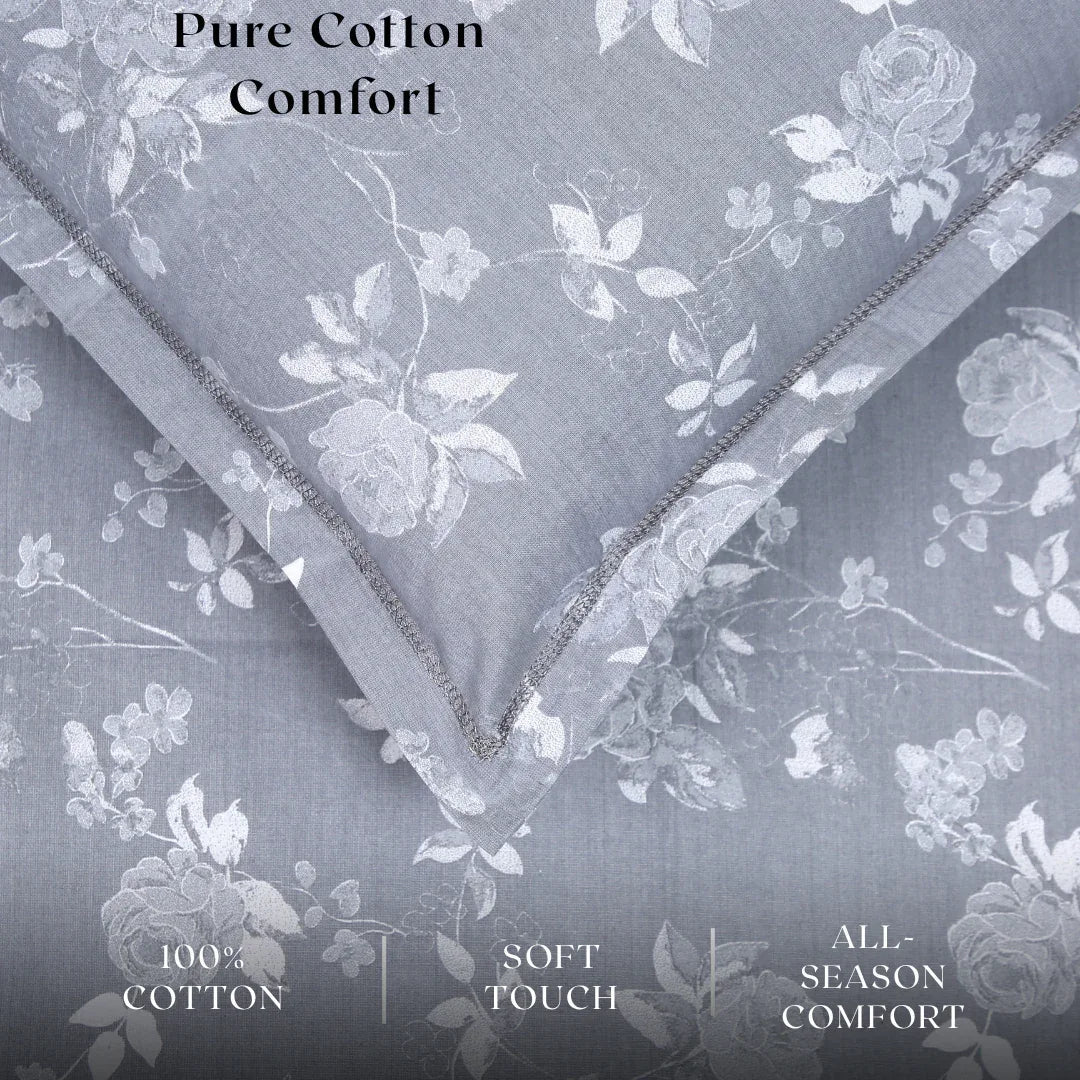 Royale Spread - Mercerized Cotton Bedsheet with two pillowcases | Gray - VIRASAAH