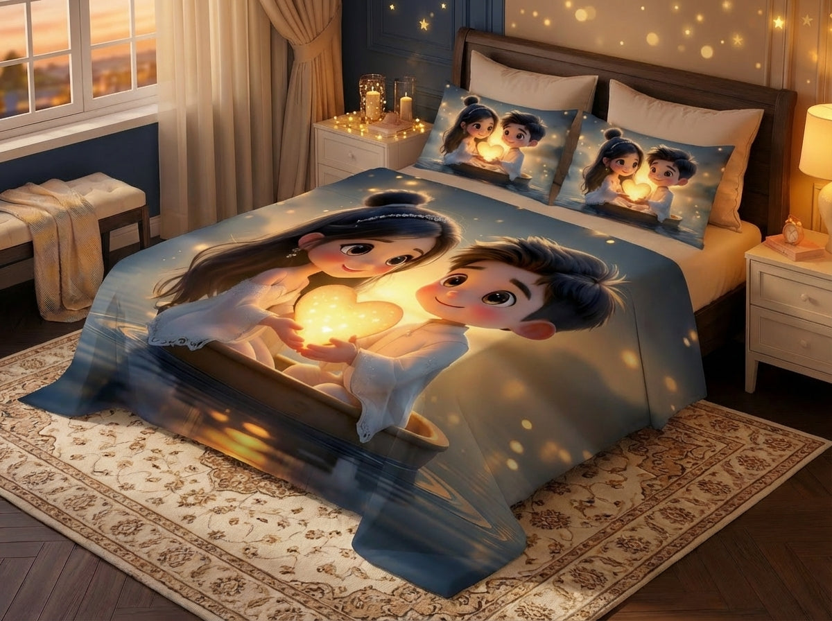 Glow Of Love 7d Bedsheet Set (Colourful)