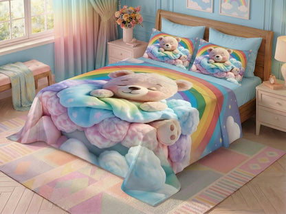 Fairy Tale Dreamy Cub 7D Bedsheet set - blue