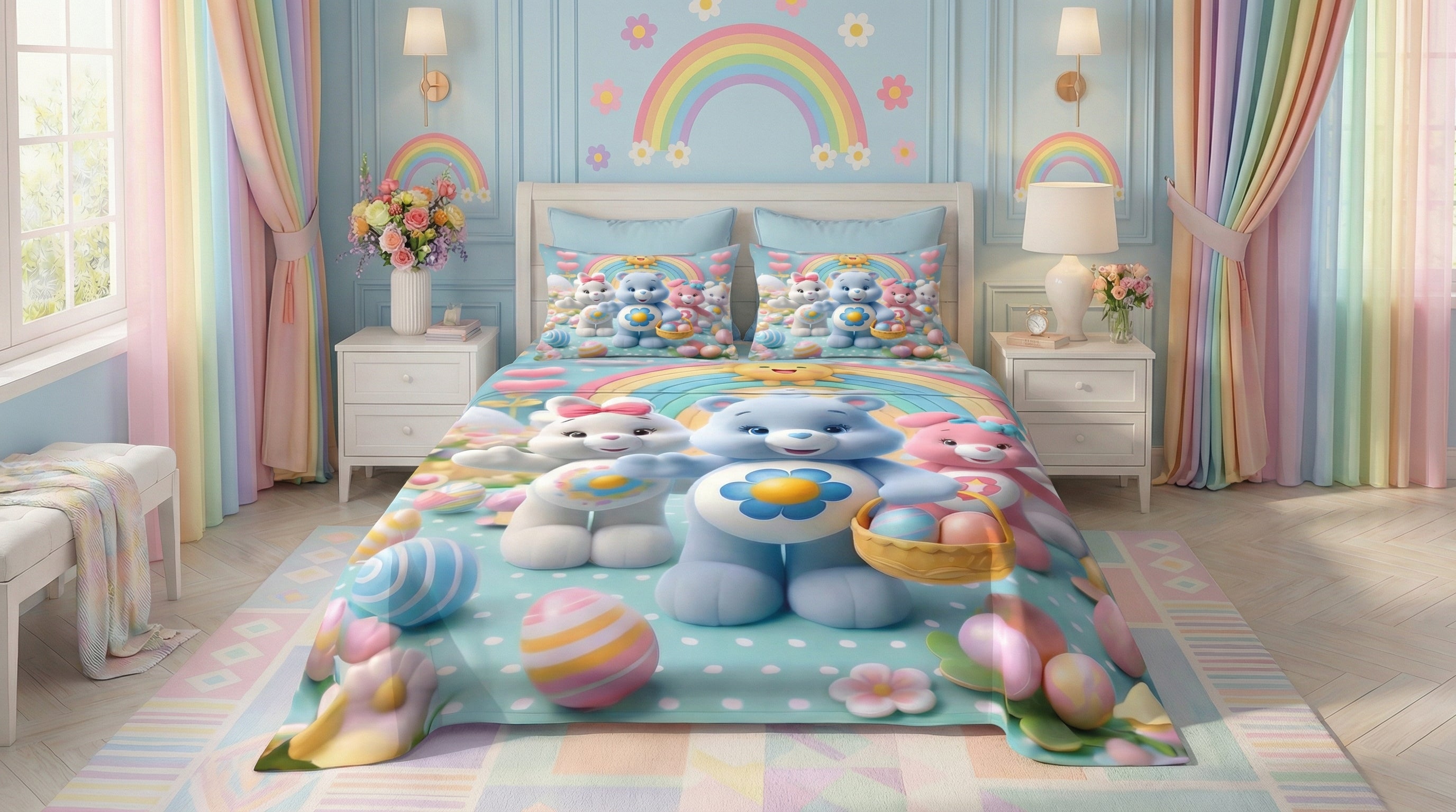 Fairy Tale Happy Bears 7D Bedsheet Set – Blue