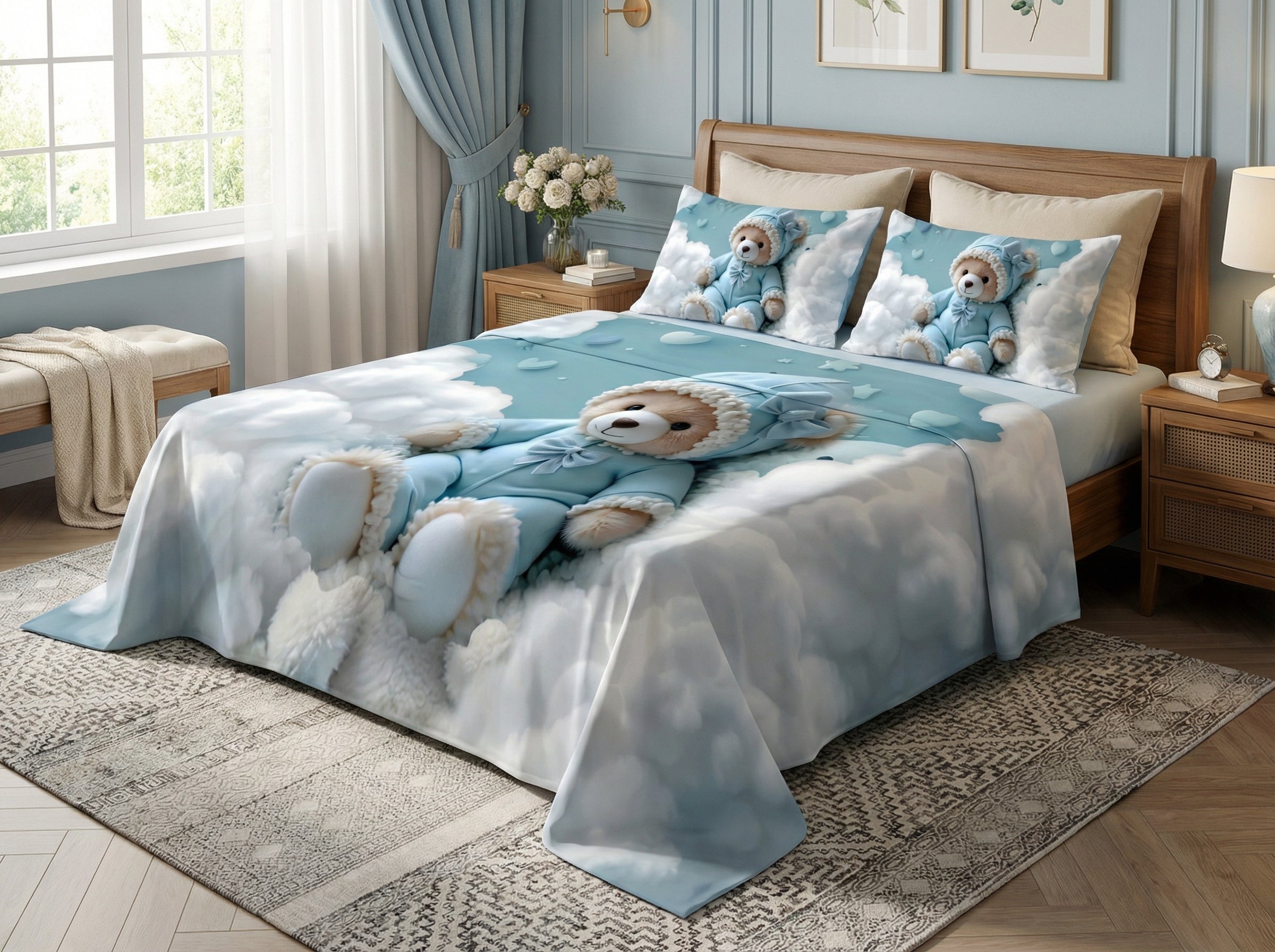 Fairy Tale SkyBuddy 7D Bedsheet Set – Blue