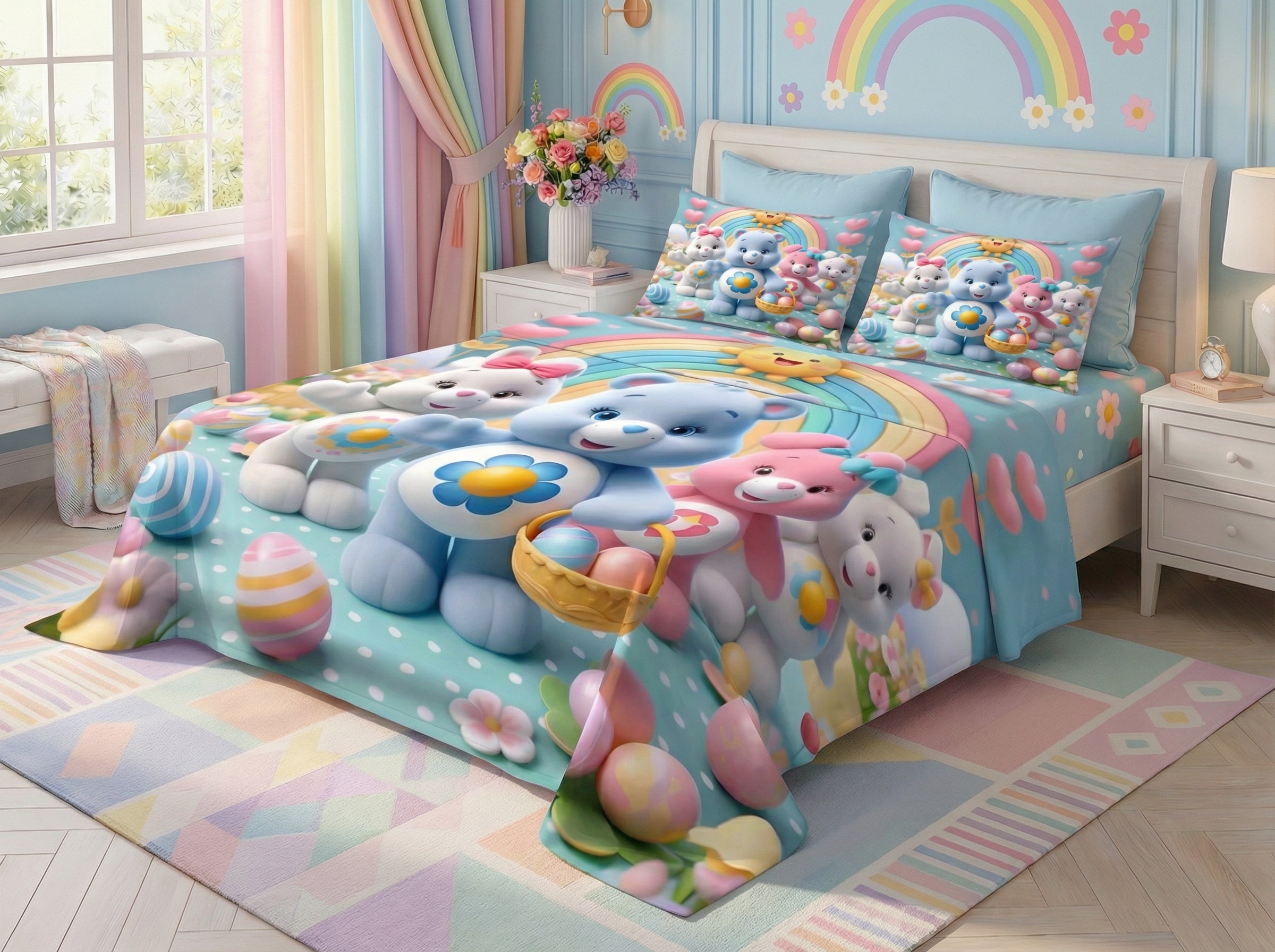 Fairy Tale Happy Bears 7D Bedsheet Set – Blue