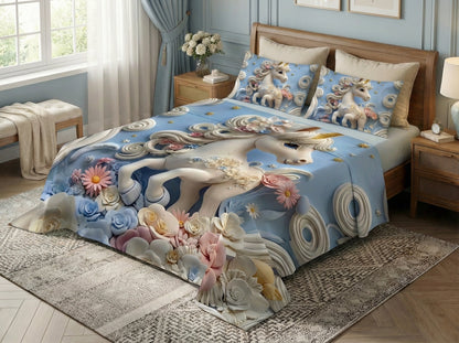 Fairy Tale Unicorn 7D Bedsheet Set – Blue