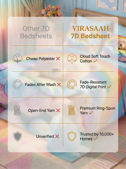 Fairy Tale Unicorn 7D Bedsheet Set – Blue