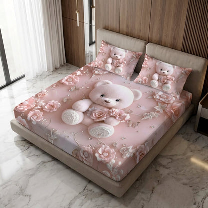 Fairy Tale Baby Teddy 7D Bedsheet Set – Pink