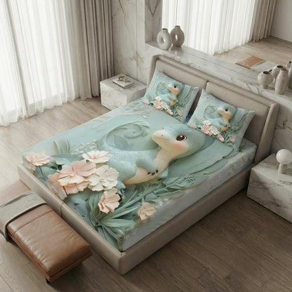 Fairy Tale Dragon 7D Bedsheet Set – Sage Green