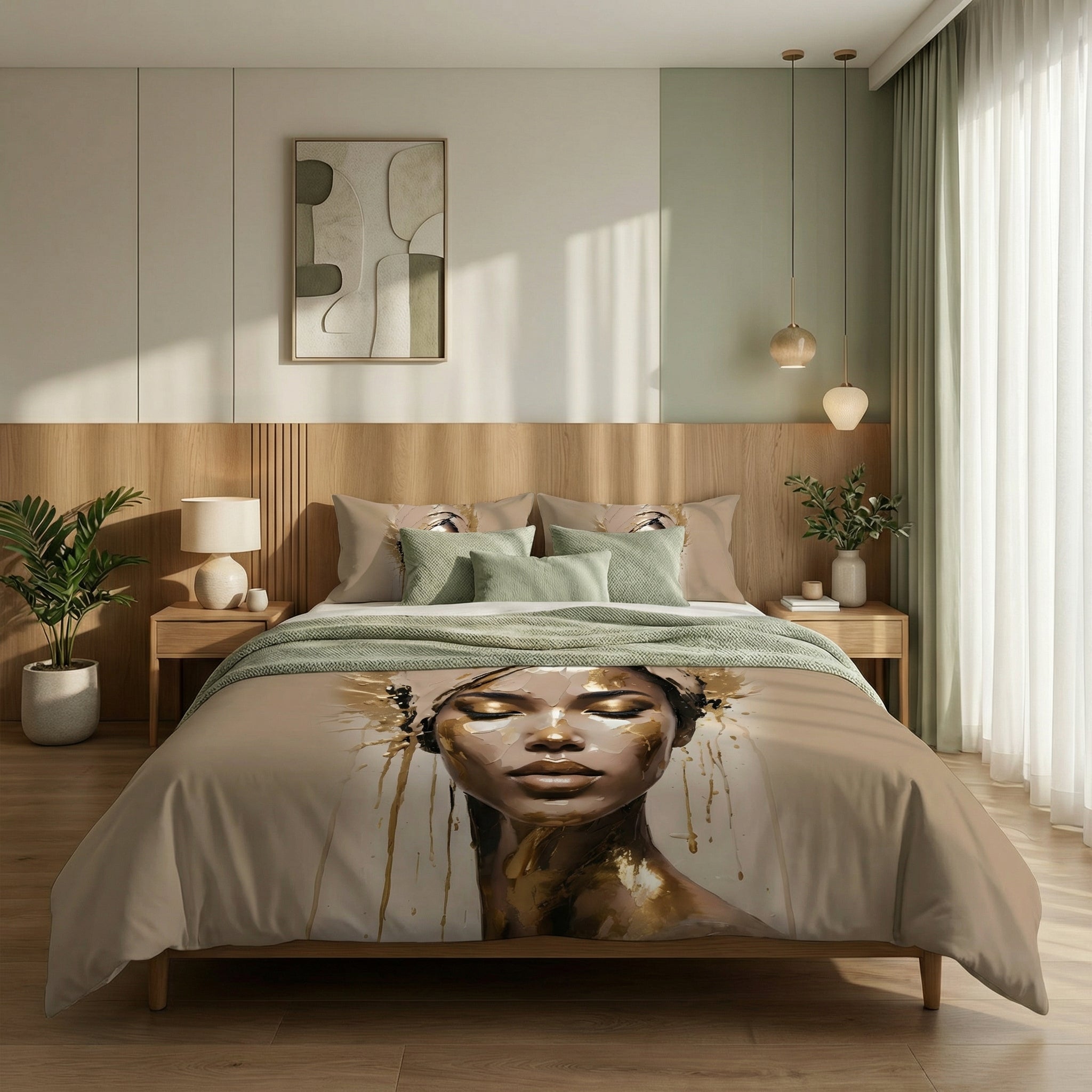 Golden Muse king Size Bedsheet set - Beige