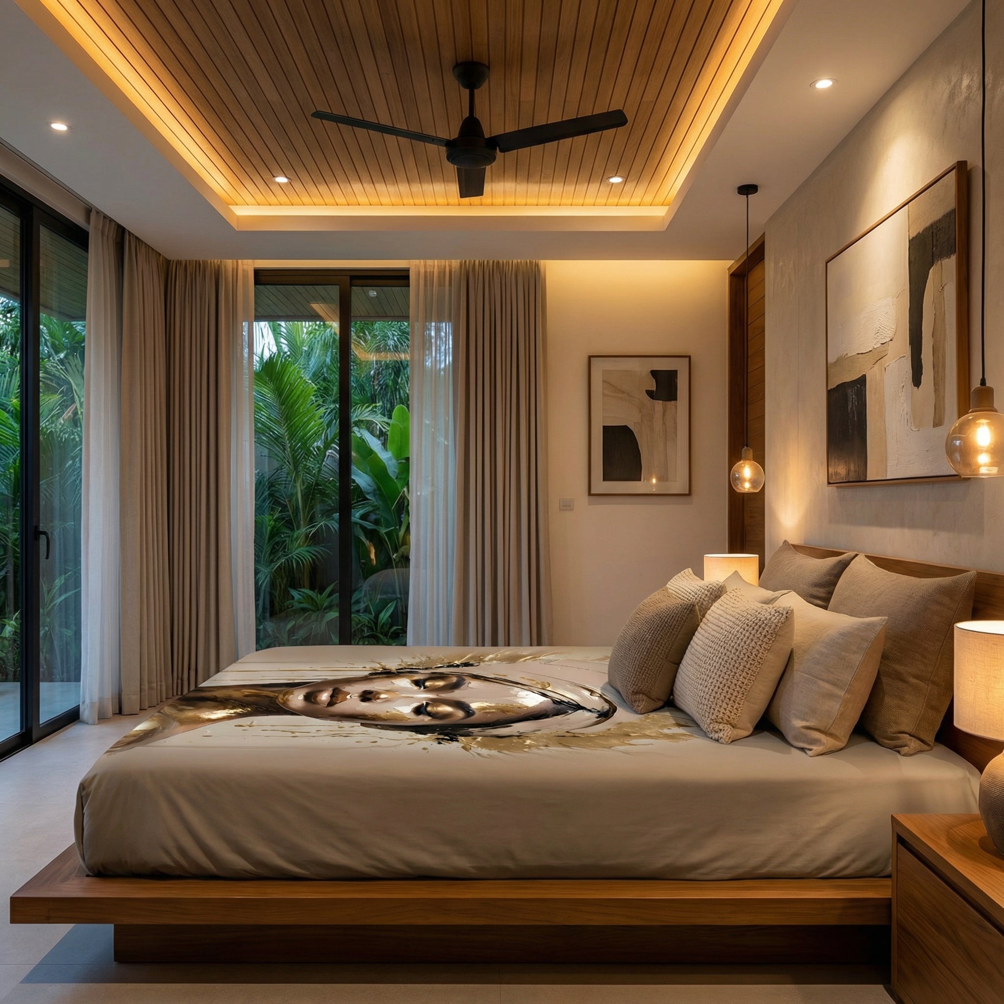 Golden Muse king Size Bedsheet set - Beige