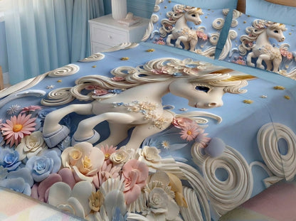 Fairy Tale Unicorn 7D Bedsheet Set – Blue