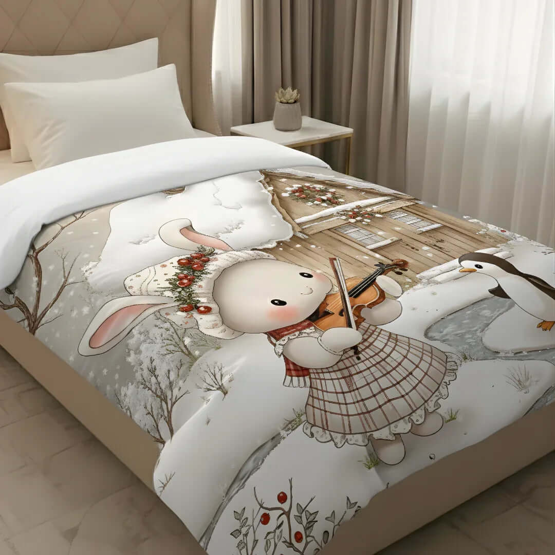 Rivaan Fairy Tale SnowRabbit Comforter – Premium Single Bed Comforter for Kids - VIRASAAH