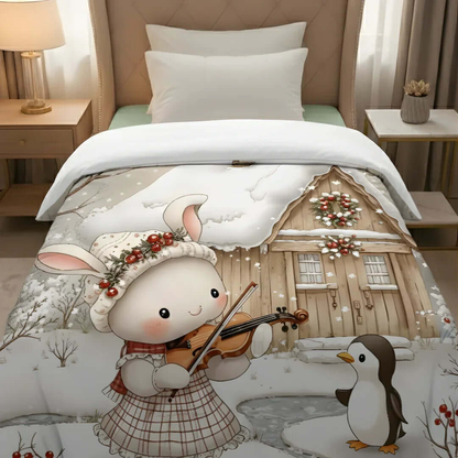 Rivaan Fairy Tale SnowRabbit Comforter – Premium Single Bed Comforter for Kids - VIRASAAH