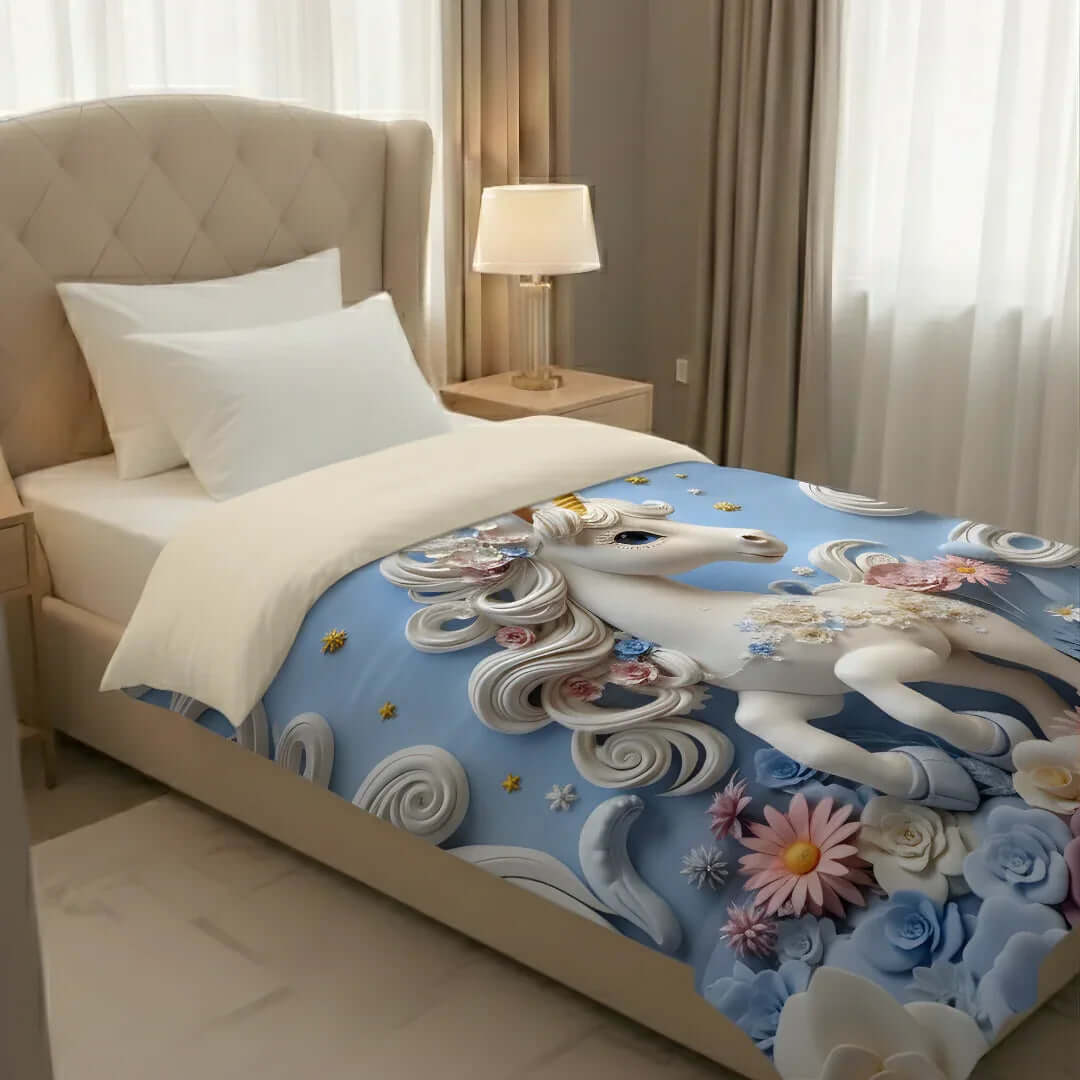 Rivaan Unicorn Fairy Tale Comforter – Premium Single Bed Comforter for Kids - VIRASAAH