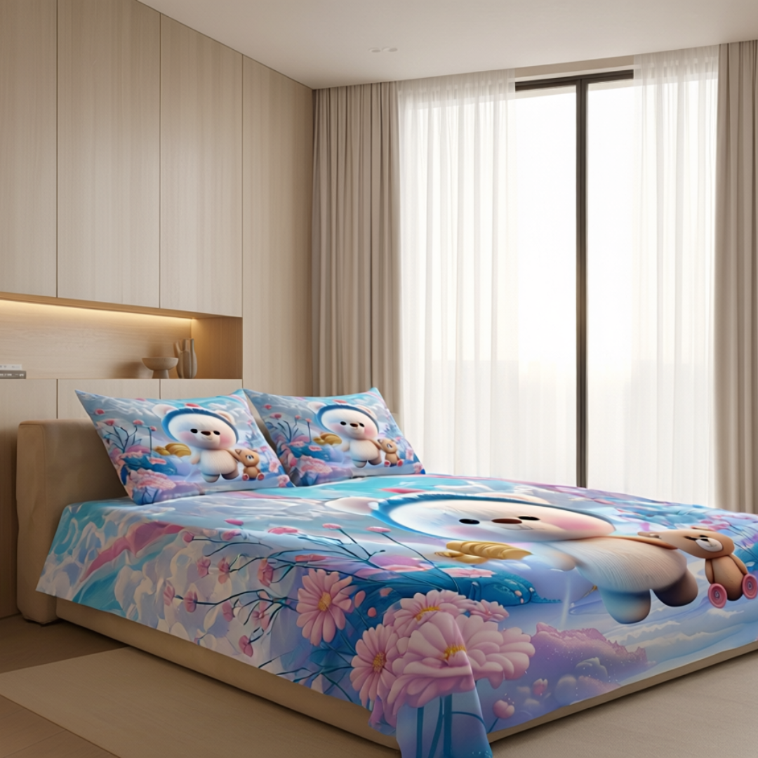 Fairy Tale Magical 7D Bedsheet  Set – Blue