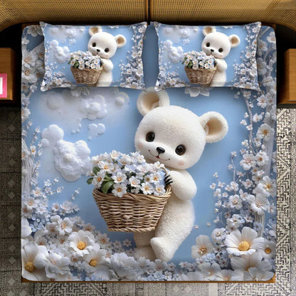 Fairy Tale Cozy Teddy Double Bedsheet Set – Blue - VIRASAAH