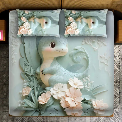Fairy Tale Dragon Double Bedsheet Set – Sage Green - VIRASAAH