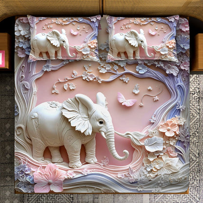 Fairy Tale Elephant 7D Bedsheet Set – Pink