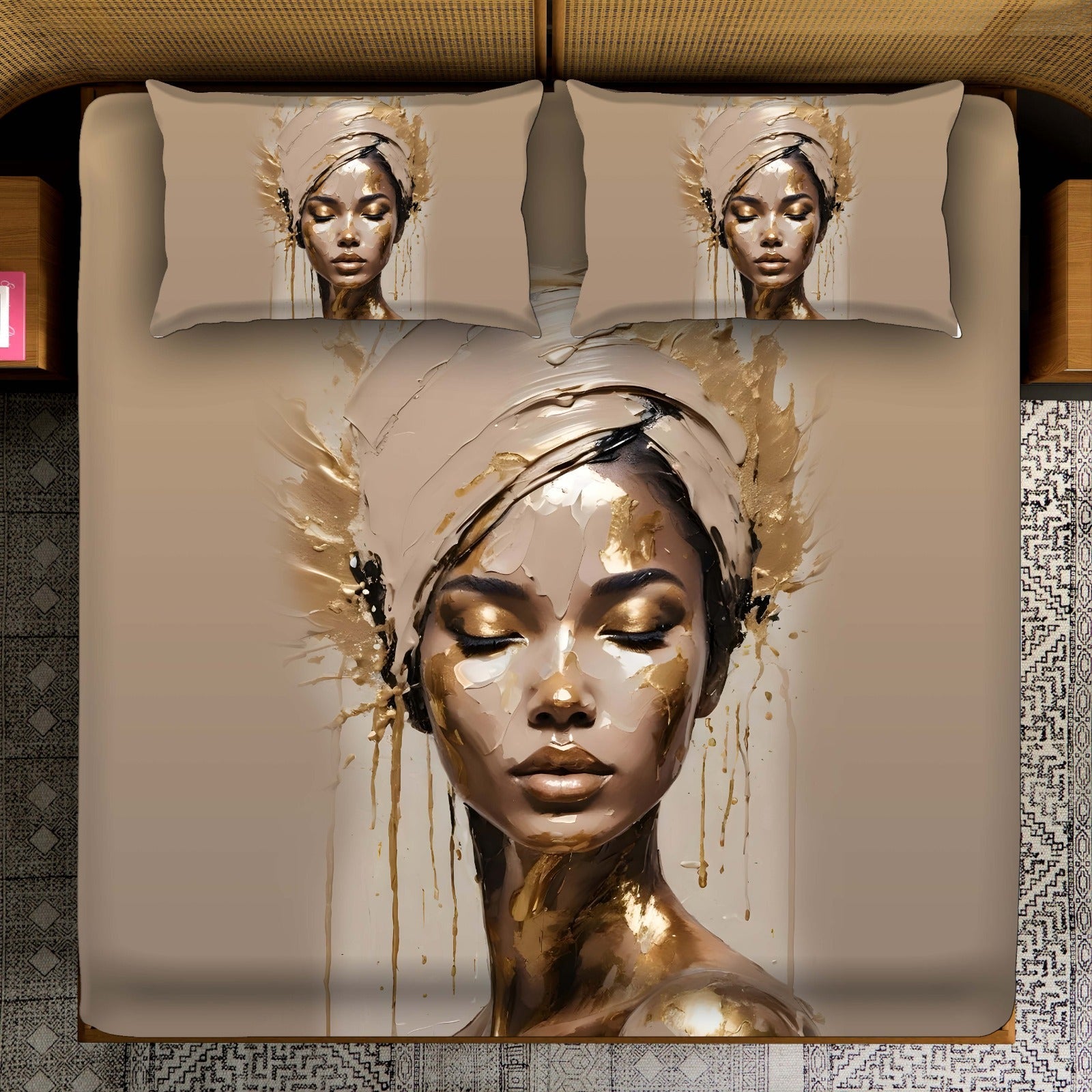 Golden Muse king Size Bedsheet set - Beige