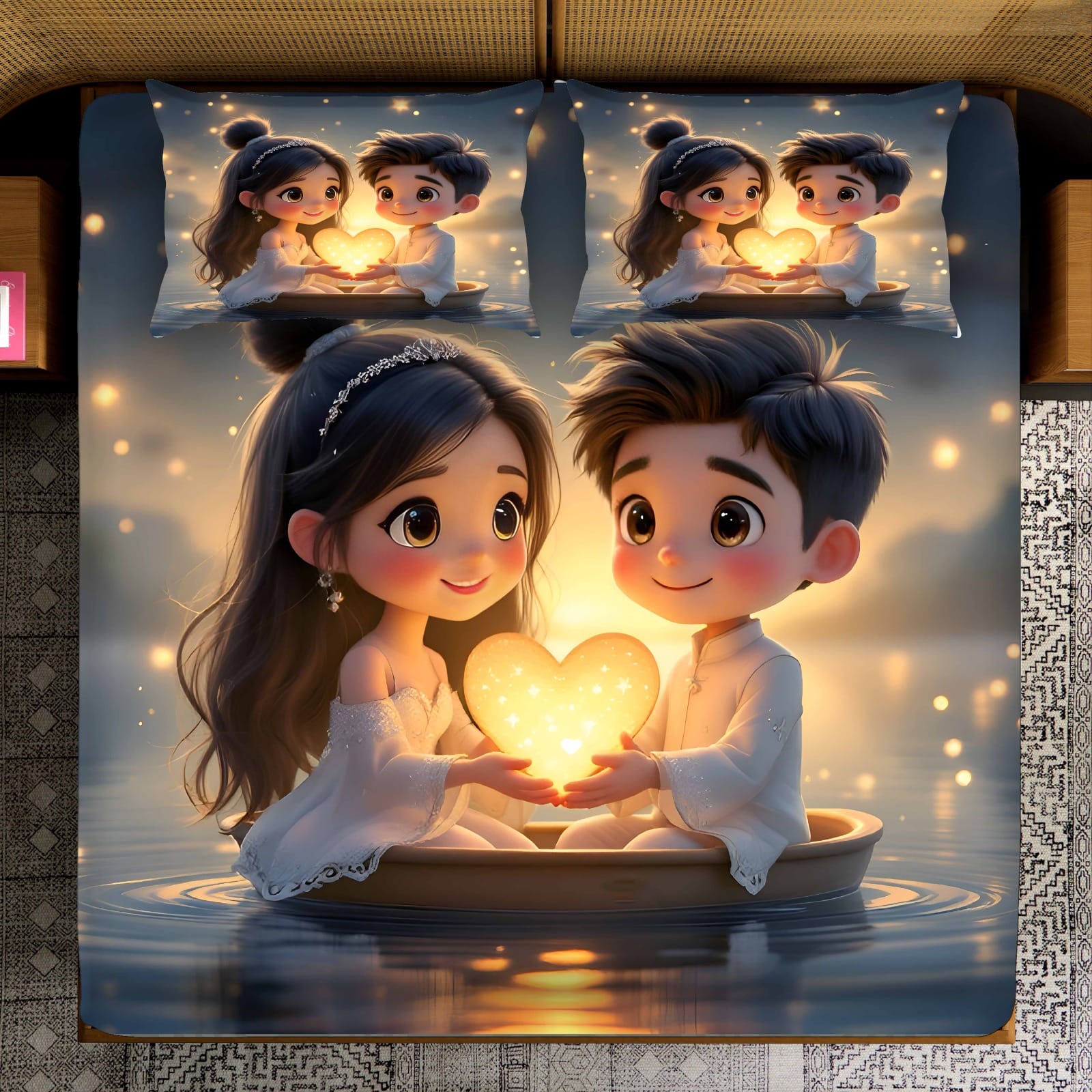 Glow Of Love 7d Bedsheet Set (Colourful)