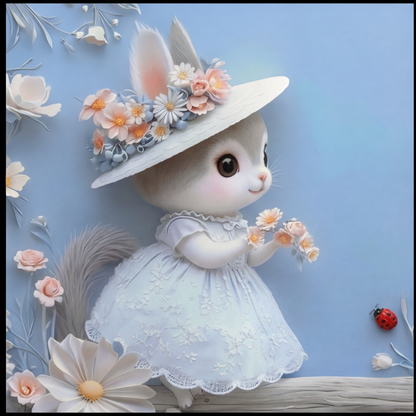 Fairy Tale Cute Rabbit 7D Bedsheet Set – Blue