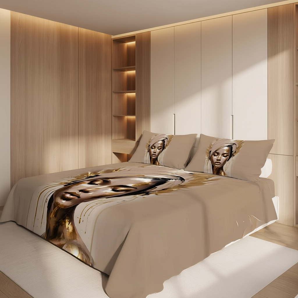 Golden Muse king Size Bedsheet set - Beige