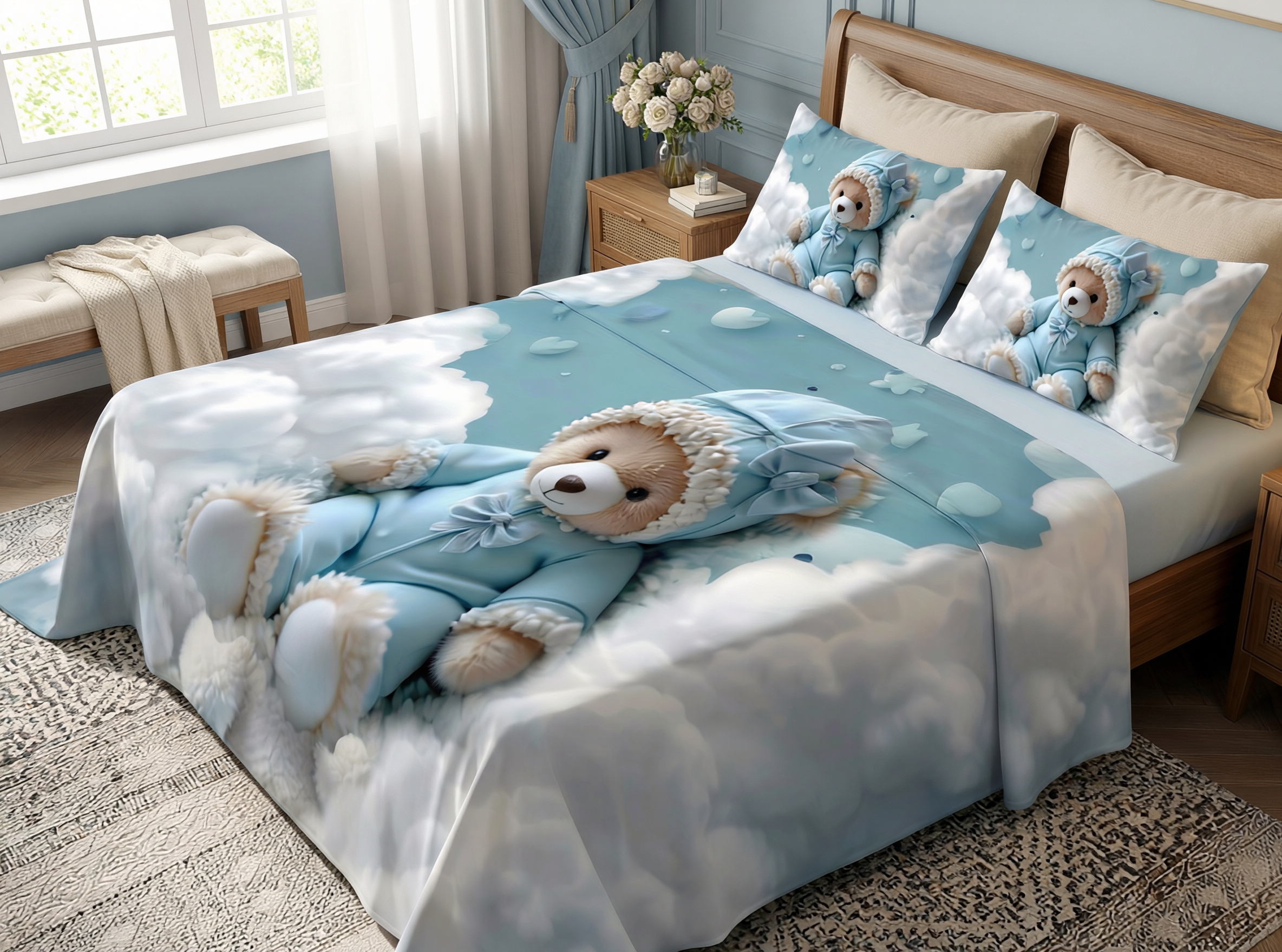 Fairy Tale SkyBuddy 7D Bedsheet Set – Blue