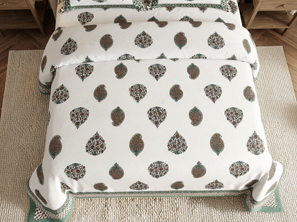 Rangrekha - 350 TC Handblock Pure Cotton Bedsheet Set