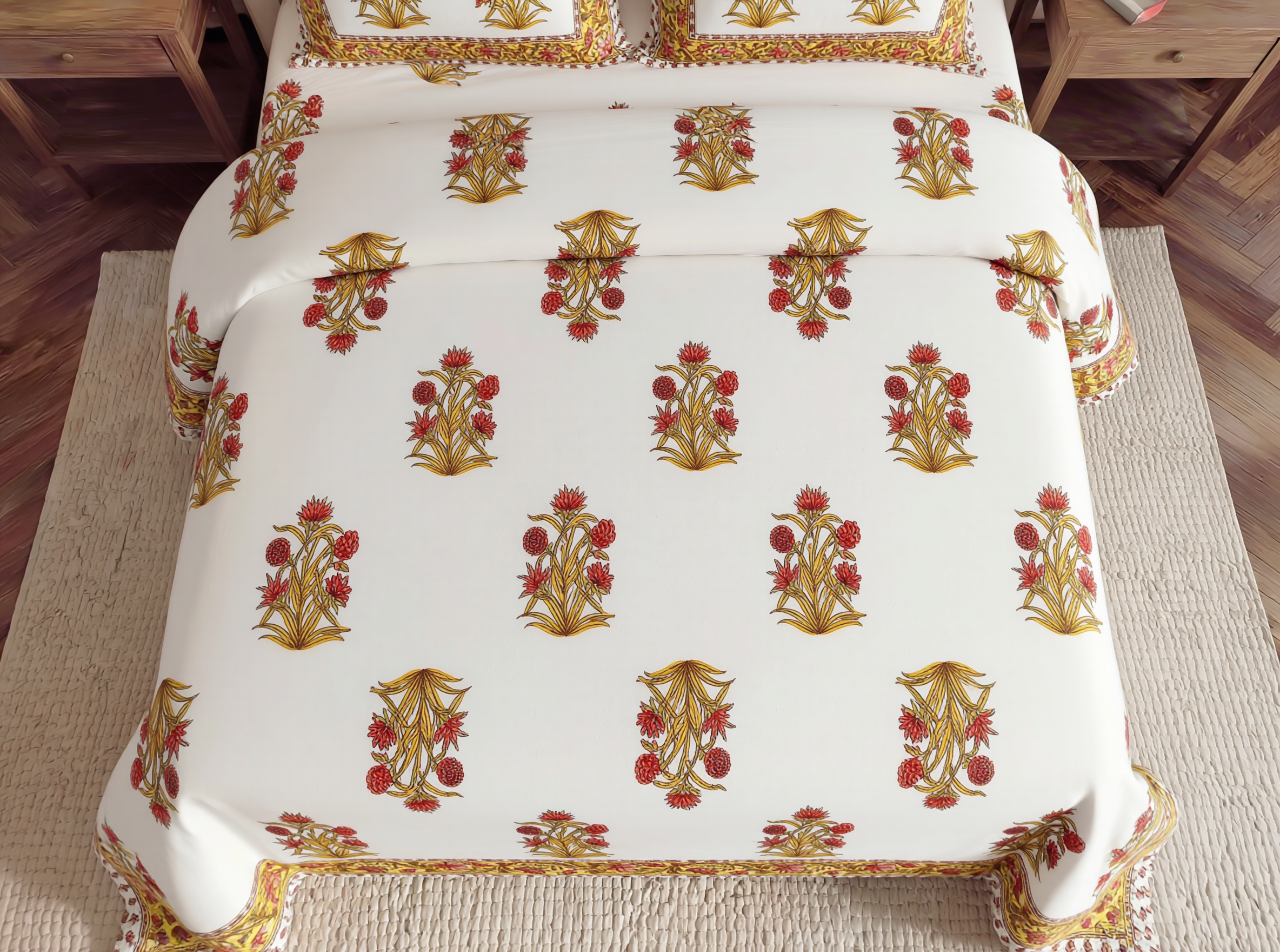 Anokhi - 350 TC Handblock Pure Cotton Bedsheet set
