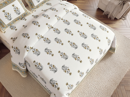 Rajwara - 350 TC Handblock Pure Cotton Bedsheet Set